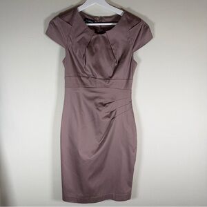 🤎 bebe Mauve Brown Cotton Cap Sleeve Sheath Dress | Size S